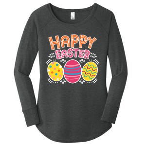 Happy Easter Day Colorful Egg Hunting Women's Perfect Tri Tunic Long Sleeve Shirt