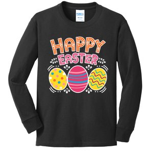 Happy Easter Day Colorful Egg Hunting Kids Long Sleeve Shirt