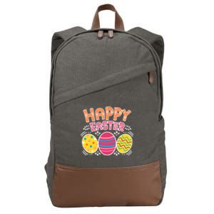 Happy Easter Day Colorful Egg Hunting Cotton Canvas Backpack