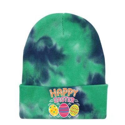 Happy Easter Day Colorful Egg Hunting Tie Dye 12in Knit Beanie