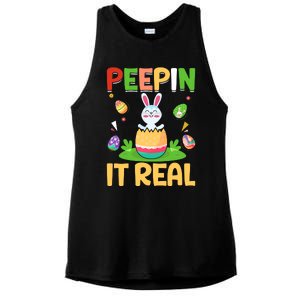 Happy Easter Day Peepin It Real Funny Easter Gift Ladies PosiCharge Tri-Blend Wicking Tank