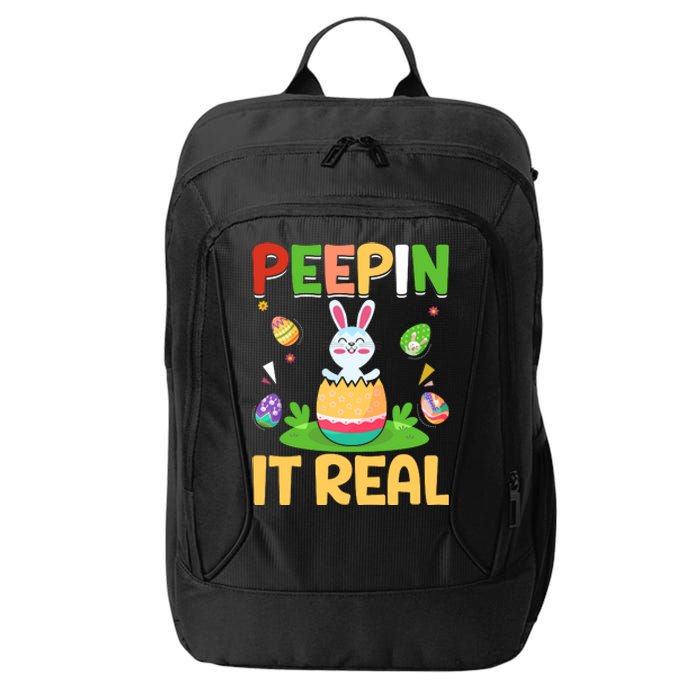 Happy Easter Day Peepin It Real Funny Easter Gift City Backpack