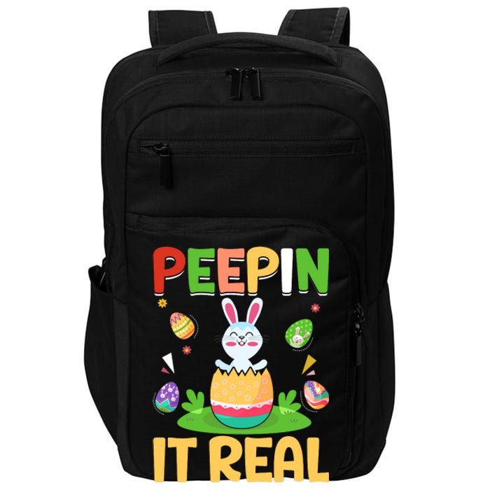 Happy Easter Day Peepin It Real Funny Easter Gift Impact Tech Backpack