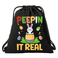 Happy Easter Day Peepin It Real Funny Easter Gift Drawstring Bag