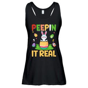 Happy Easter Day Peepin It Real Funny Easter Gift Ladies Essential Flowy Tank