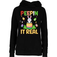 Happy Easter Day Peepin It Real Funny Easter Gift Womens Funnel Neck Pullover Hood