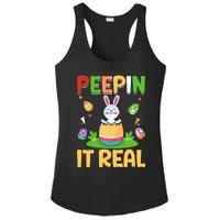 Happy Easter Day Peepin It Real Funny Easter Gift Ladies PosiCharge Competitor Racerback Tank