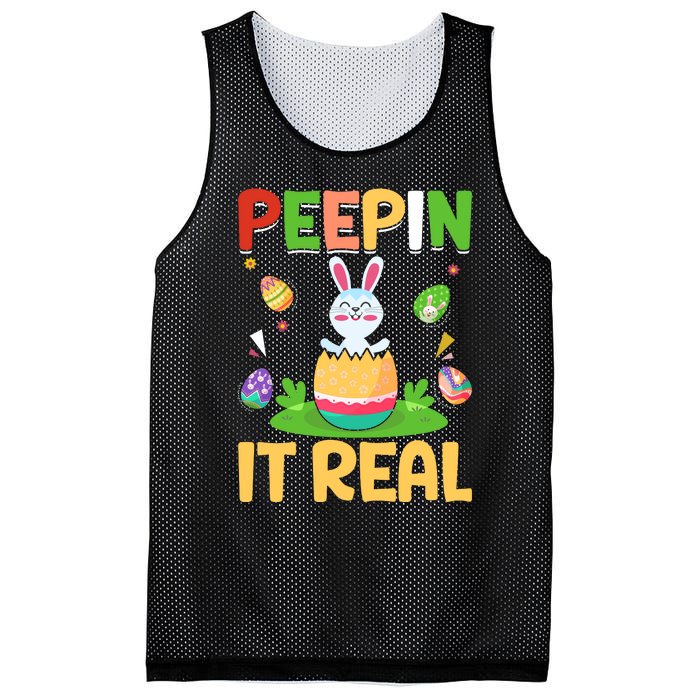 Happy Easter Day Peepin It Real Funny Easter Gift Mesh Reversible Basketball Jersey Tank