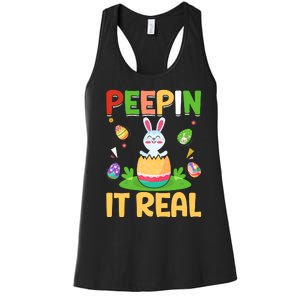 Happy Easter Day Peepin It Real Funny Easter Gift Women's Racerback Tank