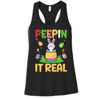 Happy Easter Day Peepin It Real Funny Easter Gift Women's Racerback Tank