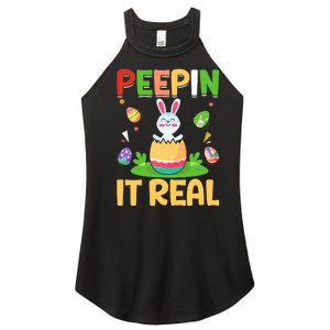 Happy Easter Day Peepin It Real Funny Easter Gift Women's Perfect Tri Rocker Tank