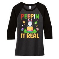 Happy Easter Day Peepin It Real Funny Easter Gift Women's Tri-Blend 3/4-Sleeve Raglan Shirt