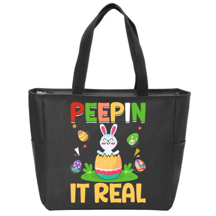 Happy Easter Day Peepin It Real Funny Easter Gift Zip Tote Bag