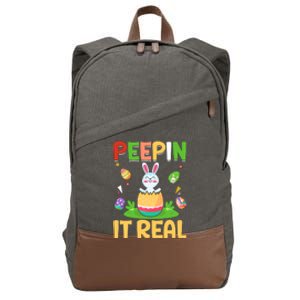 Happy Easter Day Peepin It Real Funny Easter Gift Cotton Canvas Backpack