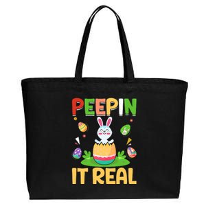 Happy Easter Day Peepin It Real Funny Easter Gift Cotton Canvas Jumbo Tote