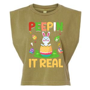 Happy Easter Day Peepin It Real Funny Easter Gift Garment-Dyed Women's Muscle Tee