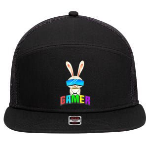 Happy Easter Day Bunny Egg Funny Gamer 7 Panel Mesh Trucker Snapback Hat