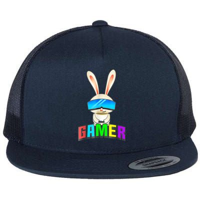 Happy Easter Day Bunny Egg Funny Gamer Flat Bill Trucker Hat