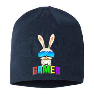 Happy Easter Day Bunny Egg Funny Gamer Sustainable Beanie