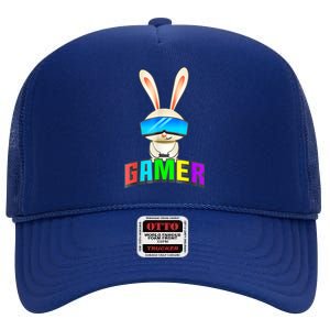 Happy Easter Day Bunny Egg Funny Gamer High Crown Mesh Back Trucker Hat