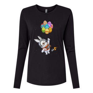 Happy Easter Day Bunny Egg astronaut Space Womens Cotton Relaxed Long Sleeve T-Shirt