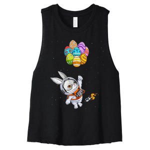 Happy Easter Day Bunny Egg astronaut Space Women's Racerback Cropped Tank