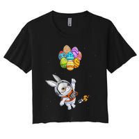 Happy Easter Day Bunny Egg astronaut Space Women's Crop Top Tee