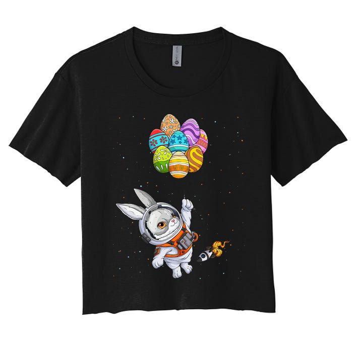 Happy Easter Day Bunny Egg astronaut Space Women's Crop Top Tee