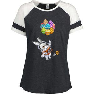 Happy Easter Day Bunny Egg astronaut Space Enza Ladies Jersey Colorblock Tee