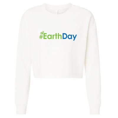 Hashtag Earth Day Awareness Cropped Pullover Crew