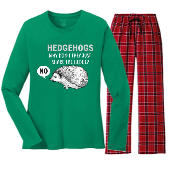 Hedgehogs Can't Share Women's Long Sleeve Flannel Pajama Set 