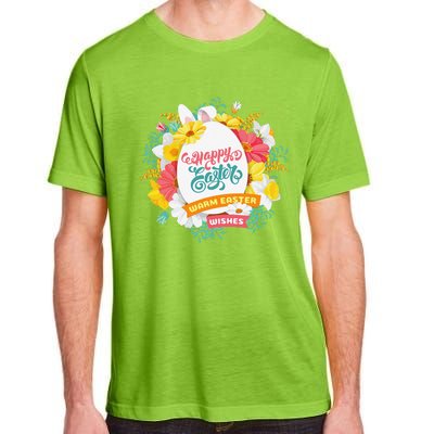 Happy Easters Egg Colorful Wreath Adults Adult ChromaSoft Performance T-Shirt