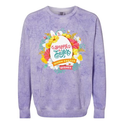 Happy Easters Egg Colorful Wreath Adults Colorblast Crewneck Sweatshirt