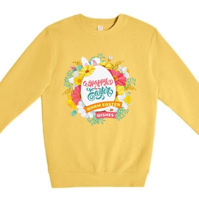 Happy Easters Egg Colorful Wreath Adults Premium Crewneck Sweatshirt