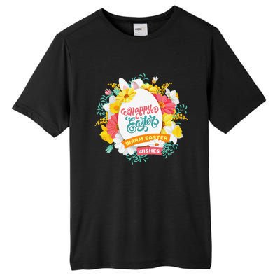 Happy Easters Egg Colorful Wreath Adults Tall Fusion ChromaSoft Performance T-Shirt