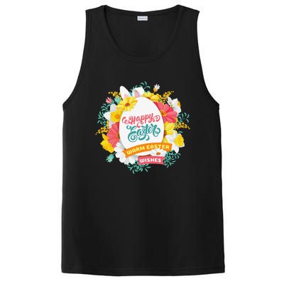 Happy Easters Egg Colorful Wreath Adults PosiCharge Competitor Tank