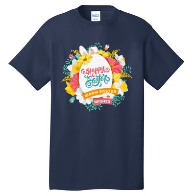 Happy Easters Egg Colorful Wreath Adults Tall T-Shirt