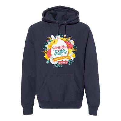 Happy Easters Egg Colorful Wreath Adults Premium Hoodie