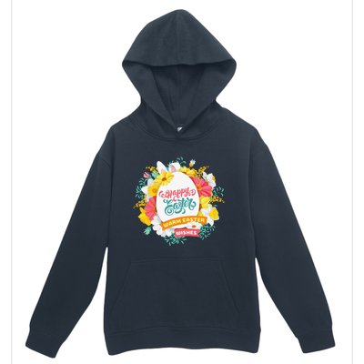 Happy Easters Egg Colorful Wreath Adults Urban Pullover Hoodie