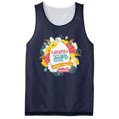 Happy Easters Egg Colorful Wreath Adults Mesh Reversible Basketball Jersey Tank