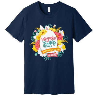 Happy Easters Egg Colorful Wreath Adults Premium T-Shirt