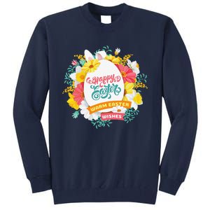 Happy Easters Egg Colorful Wreath Adults Tall Sweatshirt