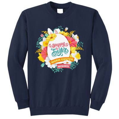 Happy Easters Egg Colorful Wreath Adults Tall Sweatshirt