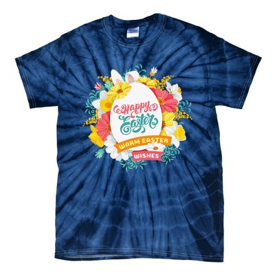 Happy Easters Egg Colorful Wreath Adults Tie-Dye T-Shirt