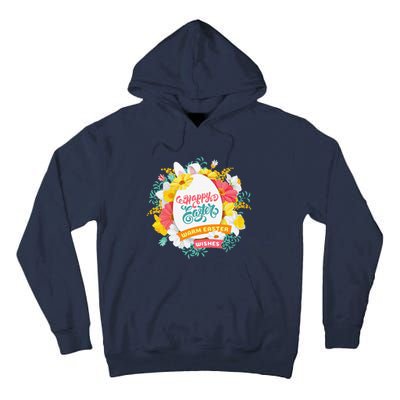 Happy Easters Egg Colorful Wreath Adults Tall Hoodie