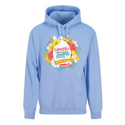 Happy Easters Egg Colorful Wreath Adults Unisex Surf Hoodie