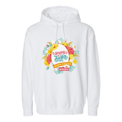 Happy Easters Egg Colorful Wreath Adults Garment-Dyed Fleece Hoodie