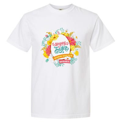 Happy Easters Egg Colorful Wreath Adults Garment-Dyed Heavyweight T-Shirt