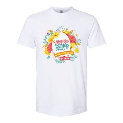 Happy Easters Egg Colorful Wreath Adults Softstyle CVC T-Shirt