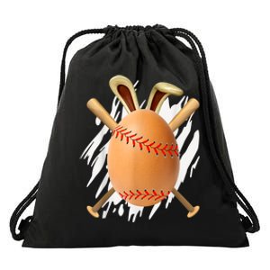 Happy Easter Egg Hunting Cute Baseball Bunny Ears Lover Drawstring Bag